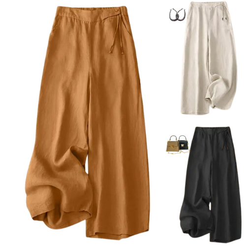 PANTALON 100% COTON AMPLE À JAMBES LARGES