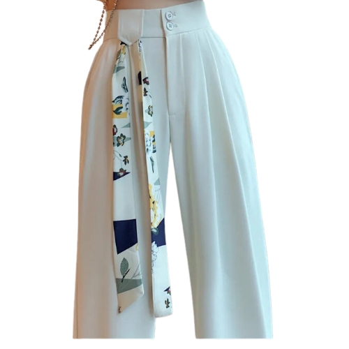 PANTALON DROIT AVEC CEINTURE À NOUER
