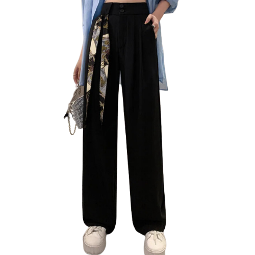 PANTALON DROIT AVEC CEINTURE À NOUER