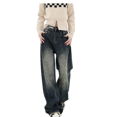PANTALON JEAN LARGE TAILLE HAUTE