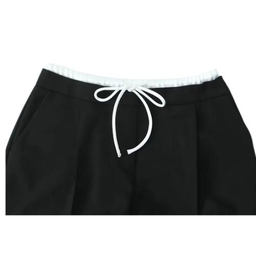 PANTALON LARGE À TAILLE DOUBLE